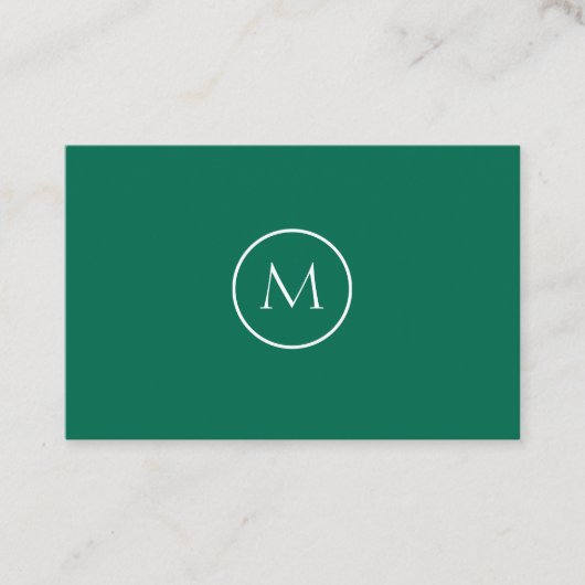 Carte De Visite Vert de bouteille élégant décoré d'un monogramme (Devant)