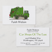 Carte De Visite Vert de camion à ordures (Devant / Derrière)