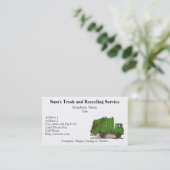 Carte de visite vert de camion à ordures (Debout devant)