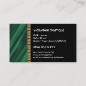 Carte de visite vert de chaîne d'or de satin (Dos)