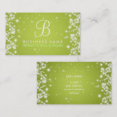 Carte De Visite Vert de chaux simple de monogramme d'étincelle (Devant / Derrière)