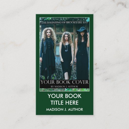 Carte De Visite Vert de couverture de livre d'auteur d'auteur ou (Devant)