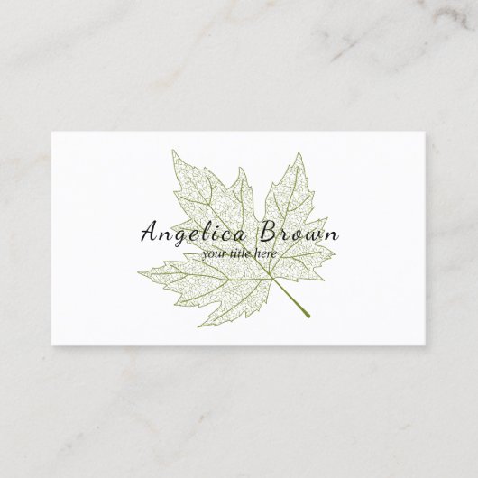 Carte de visite vert de feuille d'érable (Devant)