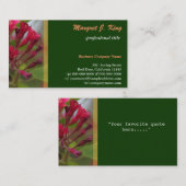 Carte de visite vert de jardin rose été. (Devant / Derrière)