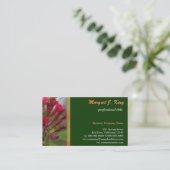 Carte de visite vert de jardin rose été. (Debout devant)