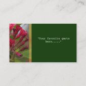 Carte de visite vert de jardin rose été. (Dos)
