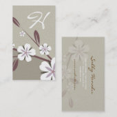 Carte De Visite vert de la beauté | de fleur du platine (Devant / Derrière)