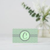 Carte De Visite Vert de menthe avec le Point-Monogramme gris de (Debout devant)