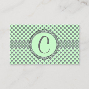 Carte De Visite Vert de menthe avec le Point-Monogramme gris de