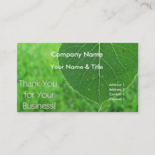 Carte de visite vert de Merci de feuille