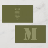 Carte de visite vert de monogramme de pochoir (Devant / Derrière)