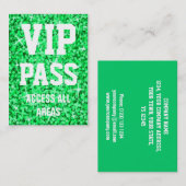 Carte de visite vert de "PASSAGE de VIP" de (Devant / Derrière)
