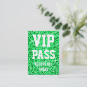 Carte de visite vert de "PASSAGE de VIP" de (Debout devant)