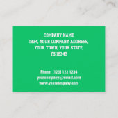 Carte de visite vert de "PASSAGE de VIP" de (Dos)
