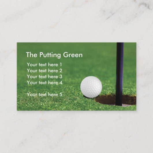 Carte De Visite Vert de putting de golf Balle de golf (Devant)