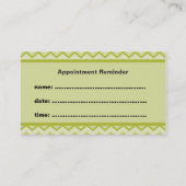 Carte de visite vert de rappel de rendez-vous de (Dos)