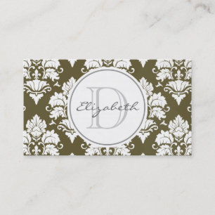 Carte de visite vert de rendez-vous de monogramme