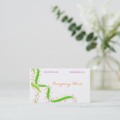 Carte de visite vert de rubans (Debout devant)