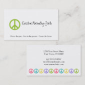 Carte de visite vert de symbole de paix (Devant / Derrière)