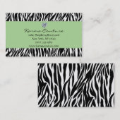 Carte De Visite vert d'impression de zèbre avec le diamant en (Devant / Derrière)