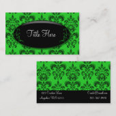 Carte de visite vert d'opale de damassé (Devant / Derrière)