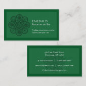 Carte de visite vert d'ornement (Devant / Derrière)