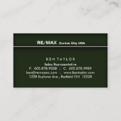 Carte de visite vert élégant de Chambre (Dos)