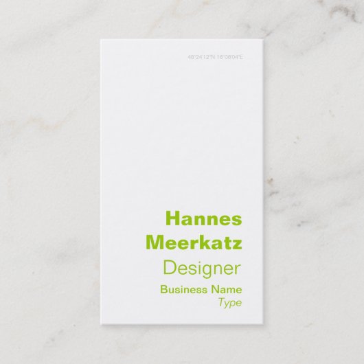 Carte de visite vert élégant de latitude et de (Devant)