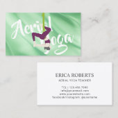 Carte De Visite Vert élégant de professeur aérien de yoga (Devant / Derrière)