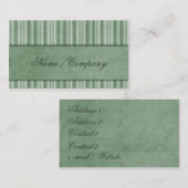 Carte De Visite Vert élégant de rayures (Devant / Derrière)