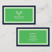 Carte De Visite Vert élégant de tennis professionnel encadré (Devant / Derrière)
