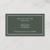 Carte De Visite Vert Élégant Professionnel Minimaliste (Dos)