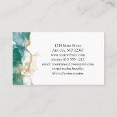 Carte De Visite Vert Emerald Gold Bordure professionnelle Feminine (Dos)
