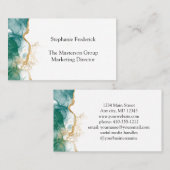 Carte De Visite Vert Emerald Gold Bordure professionnelle Feminine (Devant / Derrière)