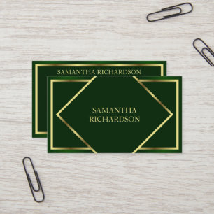 Carte De Visite Vert Émeraude Moderne Et Professionnel Or