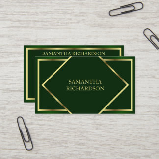 Carte De Visite Vert Émeraude Moderne Et Professionnel Or