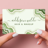 Carte De Visite Vert émeraude paillettes agate géode Luxe Chic