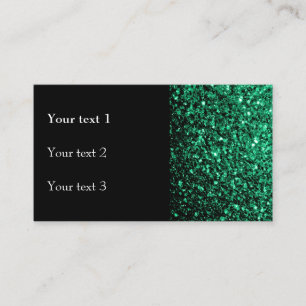 Carte De Visite Vert émeraude paillettes de fausse brillance noire