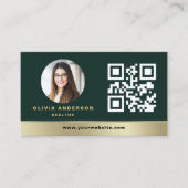 Carte de visite Vert Émeraude QR Code Maison Or Im (Devant)