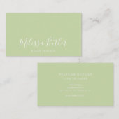 Carte De Visite Vert en pastel de calligraphie élégante (Devant / Derrière)