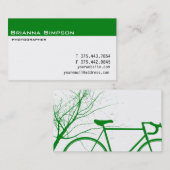 Carte de visite vert et blanc de bicyclette (Devant / Derrière)