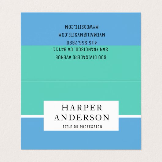 Carte De Visite Vert et bleu Abstrait moderne (Extérieur déplié)