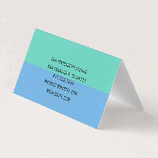 Carte De Visite Vert et bleu Abstrait moderne (Dos)