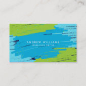 Carte De Visite Vert et Bleu Vibrant Moderne Gras Trucs (Devant)