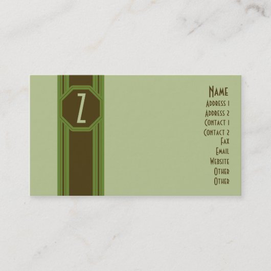 Carte de visite vert et Brown simple (Devant)