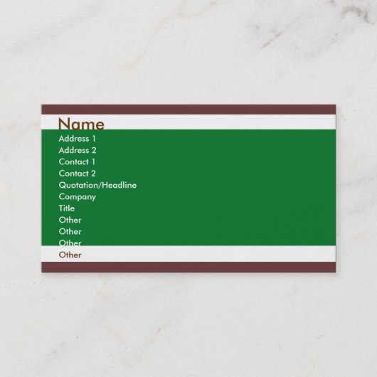 Carte De Visite Vert et brun (Devant)