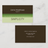 Carte De Visite Vert et brun de simplicité (Devant / Derrière)