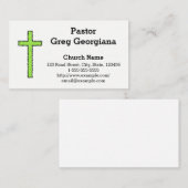 Carte de visite vert et croix noire à l'aspect rug (Devant / Derrière)