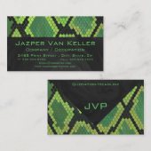 Carte De Visite Vert et noir de serpent de monogramme (Devant / Derrière)