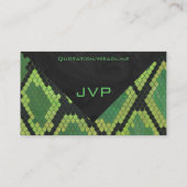 Carte De Visite Vert et noir de serpent de monogramme (Dos)